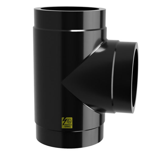 PPs-el T-St&uuml;ck 90&deg;, SDR 33, MOP 1,5 bar, elektrisch leitf&auml;hig